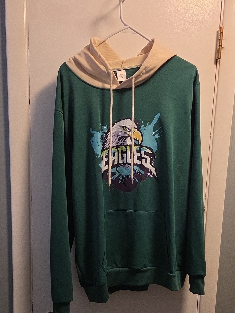 Green Eagles Graphic Hoodie with Cream Contrast Hood